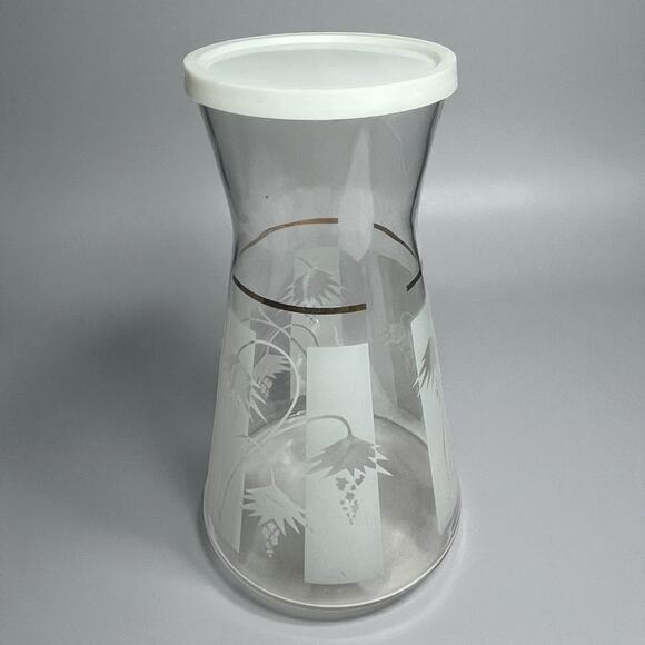 Vintage Flexeel Buckeye Glass Co. Acid Etched Grapevine Carafe w/ Lid – Art Deco - Picture 7 of 11